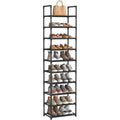 Songmics Shoe Rack, 10-Tier Shoe Shelf, Shoe Storage Organizer, 11 X 17.7 X 68 Inches, Metal Frame, Non-Woven Fabric Shelves, For Entryway, Bedroom, Black Ulsh010B02