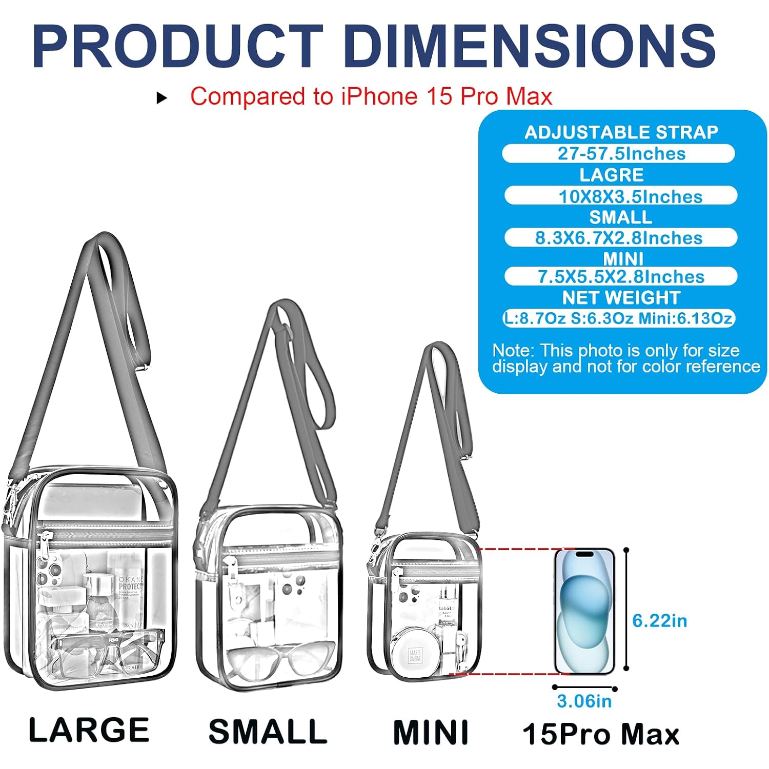 Clear Purse Stadium Transparent Messenger Bag Stadium Approved For Men And Women Clear Crossbody Bag