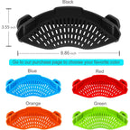 Auoon Clip On Strainer Silicone For All Pots, Standard 8.86 X 3.55In, Black | Food-Grade Bpa-Free, Fits Pots Pans Bowls, Dishwasher Safe, For Pasta Noodles Vegetable Fruits, Space-Saving Kitchen Gadget