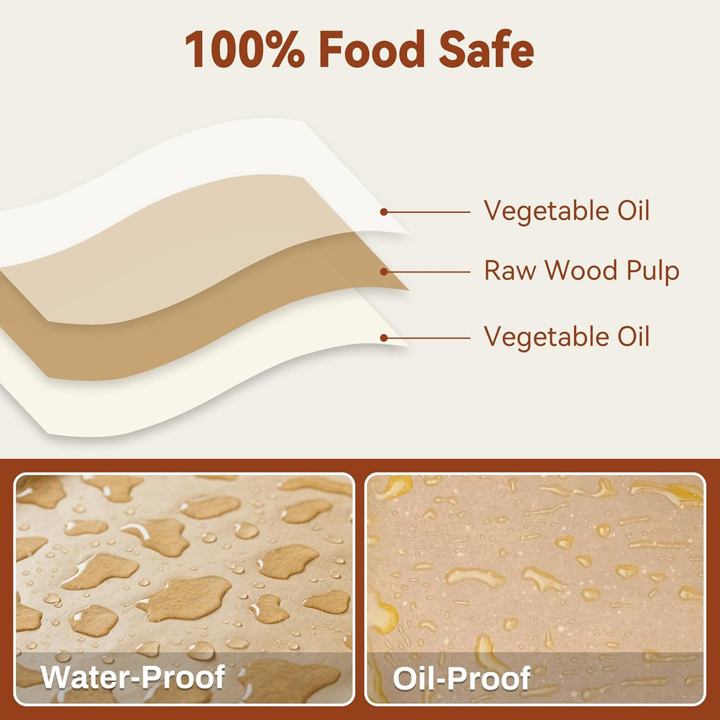 200 Pcs Parchment Paper Sheets, 12 X 16 Inch, Precut Non-Stick Parchment Sheets For Baking, Cooking, Grilling, Air Fryer And Steaming - Unbleached, Fit For Half Sheet Pans