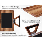 2 Pack Acacia Wood Couch Arm Tray,Couch Tray,Folding Sofa Armrest Trays,Couch Arm Table Clip-On Couch Desk For Drinks,Snacks,Phone,Remote Control