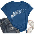 Womens Dandelion Shirts Boho Flower Graphic Tee Scatter Kindness T Shirts Casual Summer Floral Tops Blue