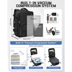 Wonhox Vacuum Seal Backpack For Travel With Air Pump Compression Vacpack Carry On Flight Approved Daypack Laptop Space Saver Bags Storage With Vacuum System 18X14X8 Inches Travel Bag Women Men Black