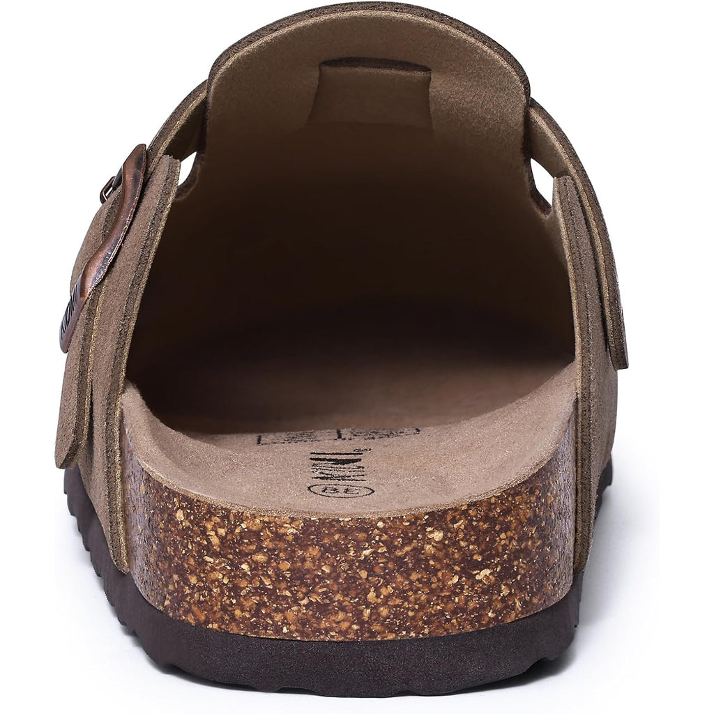 Kidmi Unisex Vegan Suede Clogs Leather Mules Womens Mens Cork Footbed Potato Shoes With Arch Support