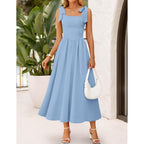 Zesica Women'S Summer Spaghetti Strap Maxi Dress 2026 Tie Shoulder Square Neck Flowy Wedding Guest Party Beach Long Dresses