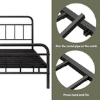 14Inch Metal Bed Frame,Twin Size Bed Frame With Storage Space,Heavy Duty Sturdy Mattress Foundation,Easy Assembly,No Box Spring Needed,Twin
