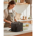HOTOR Insulated Lunch Box for Men & Women - Leak-Proof Cooler Lunch Bag with 4 Pockets, Adjustable Strap, Ideal for Work, Picnic, Travel - Medium, Black, 10.2"×6.9"×8.5"