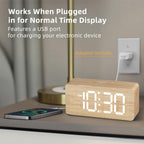 Uscce Wooden Digital Alarm Clocks For Bedrooms With 0-100% Dimmable Display | Desk Clock With Large Numbers For Living Room - Loud Dual Alarm For Heavy Sleepers With Volume Control - Wood Decor & Gifts