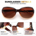 FEISEDY Polarized Sunglasses for Women Classic Vintage Square Wraparound UV400 Protection Shade B0309 Gradual Brown Frame & Gradual Brown Lens