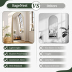 Mirror Full Length 64"x21" Full Body Floor Mirror with Stand, Shatterproof Glass, Aluminum Alloy Frame, Free Standing Wall Mounted or Leaning Arched Mirrors for Bedroom Living Room Entryway