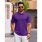 Cotrasen Men'S Polo Shirts Short Sleeve Cotton Pique 3 Buttons Golf Shirts Classic Fit Casual Performance T-Shirt