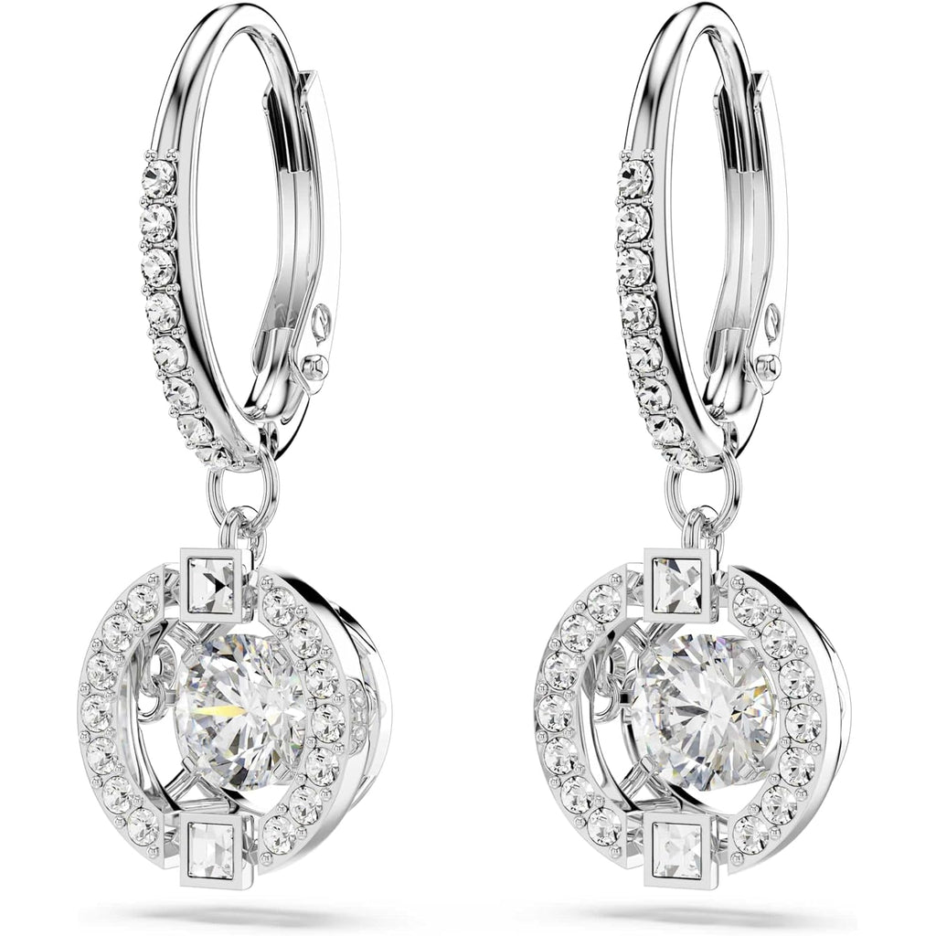 Swarovski Sparkling Dance Necklace and Earrings Jewelry Collection, Rhodium Finish, Blue Crystals, Clear Crystals