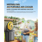 Ausic Portable Misting Fan, 9L 10-Inch Outdoor Mist Fans For Outside Patios Cooling, 20000Mah Rechargeable Battery Fan With Water Box, 3 Strong Winds, 3 Spray Mister, Camping/Beach Summer Essentials
