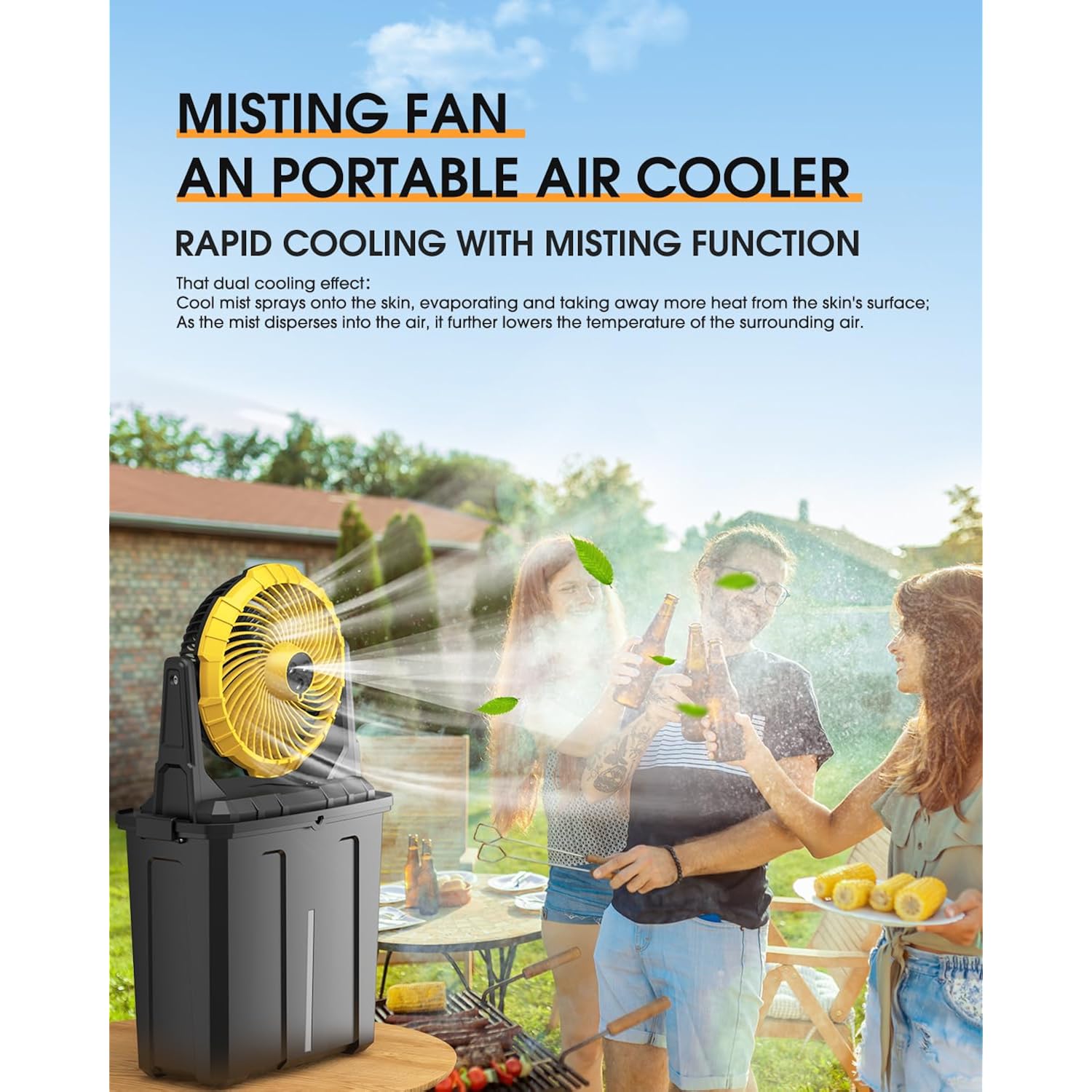 Ausic Portable Misting Fan, 9L 10-Inch Outdoor Mist Fans For Outside Patios Cooling, 20000Mah Rechargeable Battery Fan With Water Box, 3 Strong Winds, 3 Spray Mister, Camping/Beach Summer Essentials
