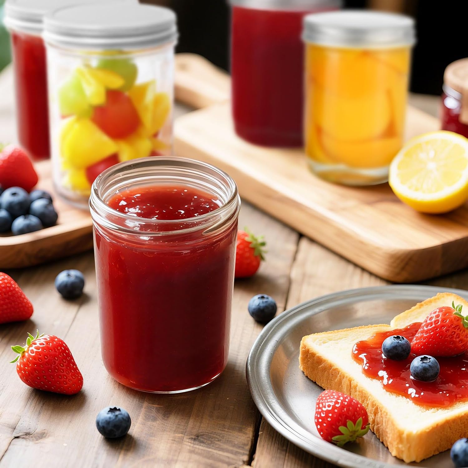 Showvigor 2 Pack Wide Mouth Mason Jars 16Oz - Airtight Glass Canning Jars For Food Storage, Meal Prep, Overnight Oats, Pickling, Salad & Wedding Favors (Leak-Proof Lids)
