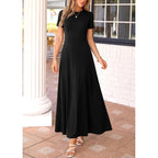 Kirundo Short Sleeve Formal Wedding Guest Dresses For Women, 2026 Summer Pleated Long Flowy Maxi Dress, Two Pockets, A Line