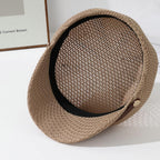 Molodo Womens Summer Breathable Newsboy Hat Lightweight Short Brim Cap with Decorative Strap for Casual Outdoor Style Khaki