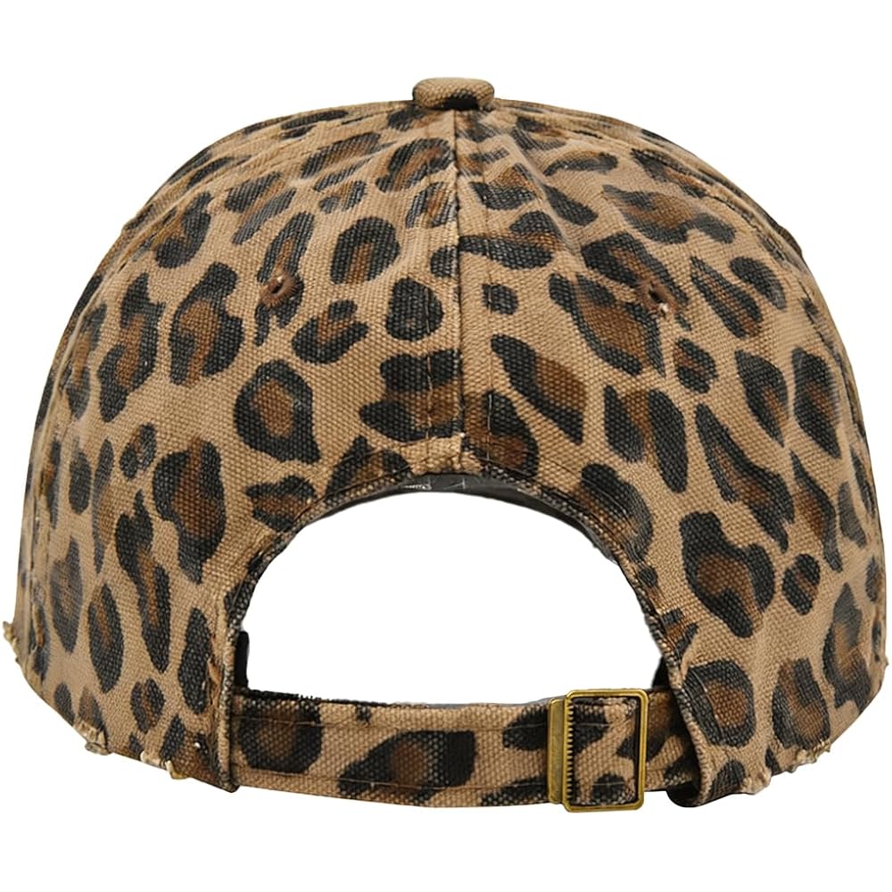 Classic Low Profile Baseball Cap for Men Women Adjustable Cotton Trucker Hats Dad Hat Plain Cap Leopard Khaki