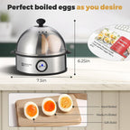 Annie & Mia Design Electric Egg Cooker, All Stainless Steel 7 Egg Capacity Egg Boiler, 360W, Hard, Medium, Soft Boiled Egg Poacher, Egg Steamer, Multi-Function, Auto Shut-Off Function, Bpa-Free