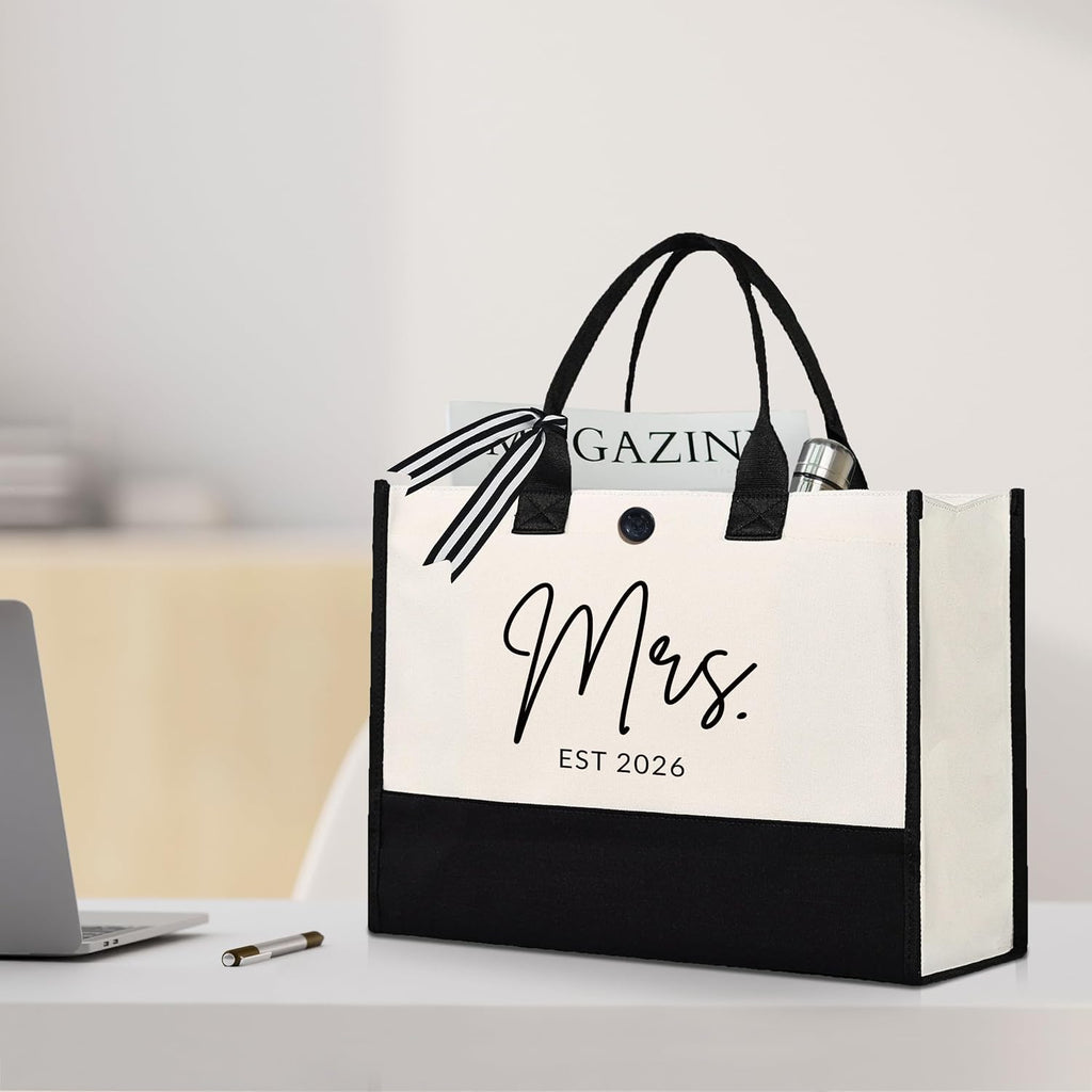 Afterprints Mrs Canvas Tote Bag For Bride 2026, Bride Gifts For Bridal Shower, Wedding Gifts For Bride To Be, Future Mrs, Engagement, Bachelorette Party Gift