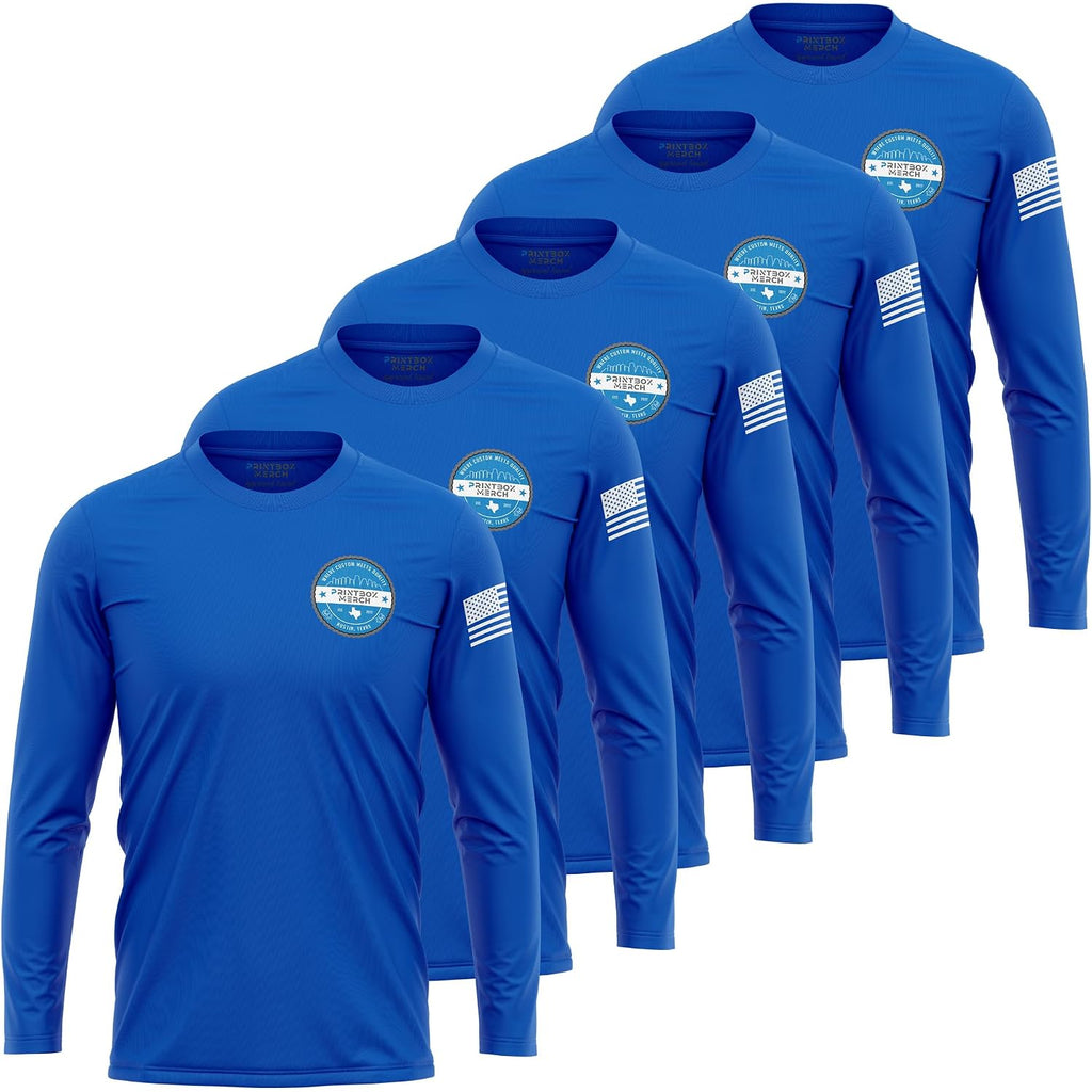 5 Pack Custom Dry Fit Long Sleeve Shirts For Men, Add Your Logo Front & Back Printing, Customized Moisture Wicking Sun Protection Uv Workwear T-Shirts Black