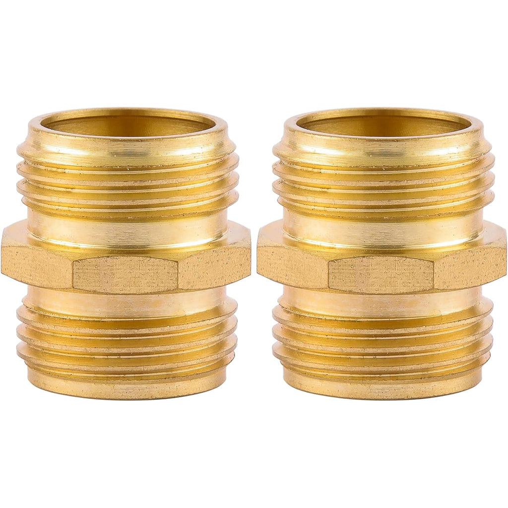 Garden Hose Connector, Male To Male Hose Adapter, 2 Pack 3/4 Inch Brass Water Hose Connector For Female Hose To Female Hose,(3/4" Ght Double Male) | Male To Male Hose Adapter, For Female Hose To Female Hose