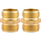 Garden Hose Connector, Male To Male Hose Adapter, 2 Pack 3/4 Inch Brass Water Hose Connector For Female Hose To Female Hose,(3/4" Ght Double Male) | Male To Male Hose Adapter, For Female Hose To Female Hose