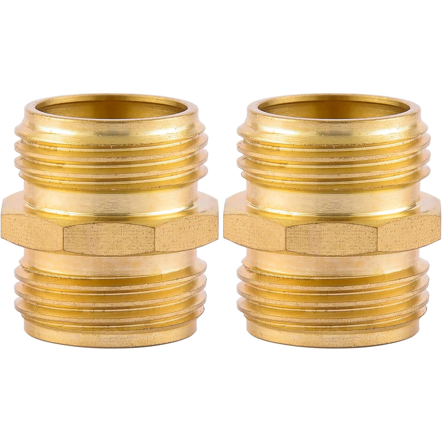 Garden Hose Connector, Male To Male Hose Adapter, 2 Pack 3/4 Inch Brass Water Hose Connector For Female Hose To Female Hose,(3/4" Ght Double Male) | Male To Male Hose Adapter, For Female Hose To Female Hose