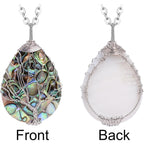 sedmart Tear Drop Abalone Shell Pendent Necklace Wire Wrap Abalone Shell Tree of Life Pendant Necklace Fashion Necklace Jewelry for Women handmade necklace mothers day necklace for mom jewelry