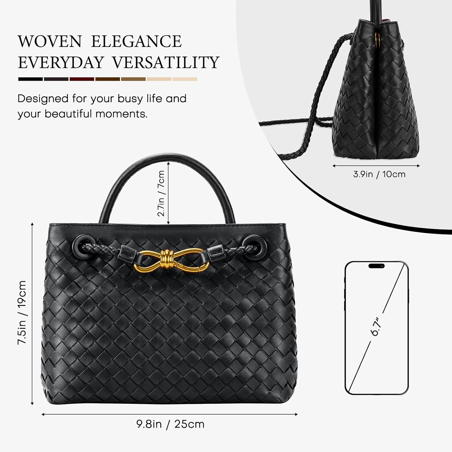 Woven Tote Bag for Women Leather Shoulder Handbag Designer Top Handle Purses