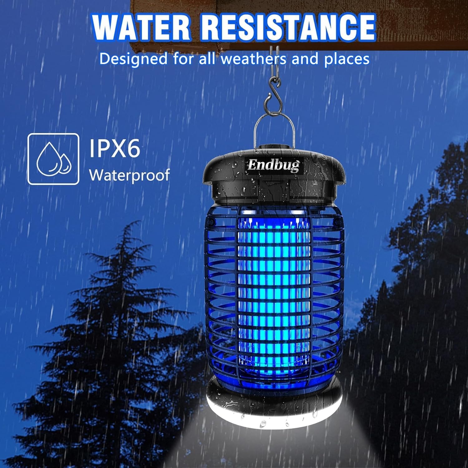 Endbug Bug Zapper, Bug Zapper Outdoor Indoor With Led Light, Electric Mosquito Zapper Fly Zapper, Waterproof Mosquito Killer Insect Zapper Fly Trap For Outside Patio Garden Backyard Home, Plug In