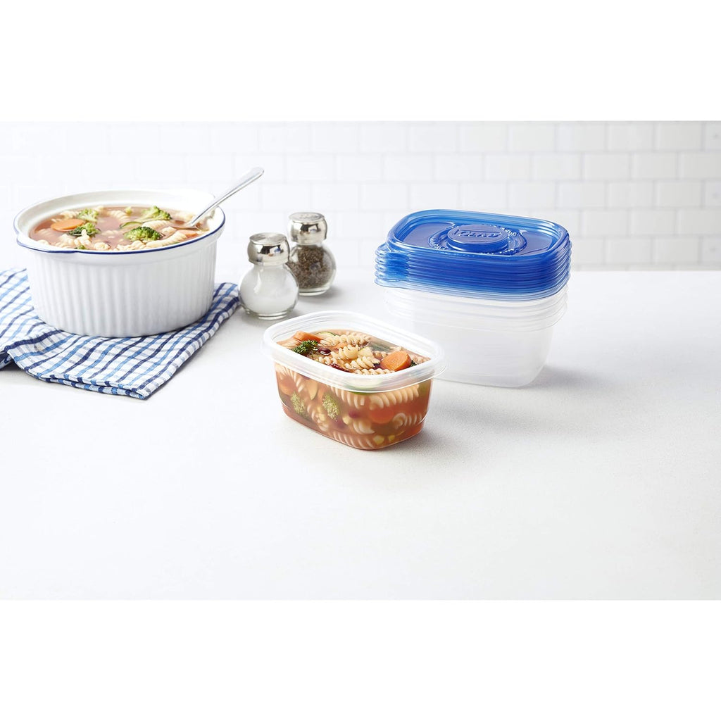 Glad GladWare Medium Rectangle Food Storage Containers with Lids, BPA Free Plastic for Soups Salads and Meal Prep, Airtight Leak Resistant, Microwave Dishwasher Freezer Safe, 24 Oz, 5 Count