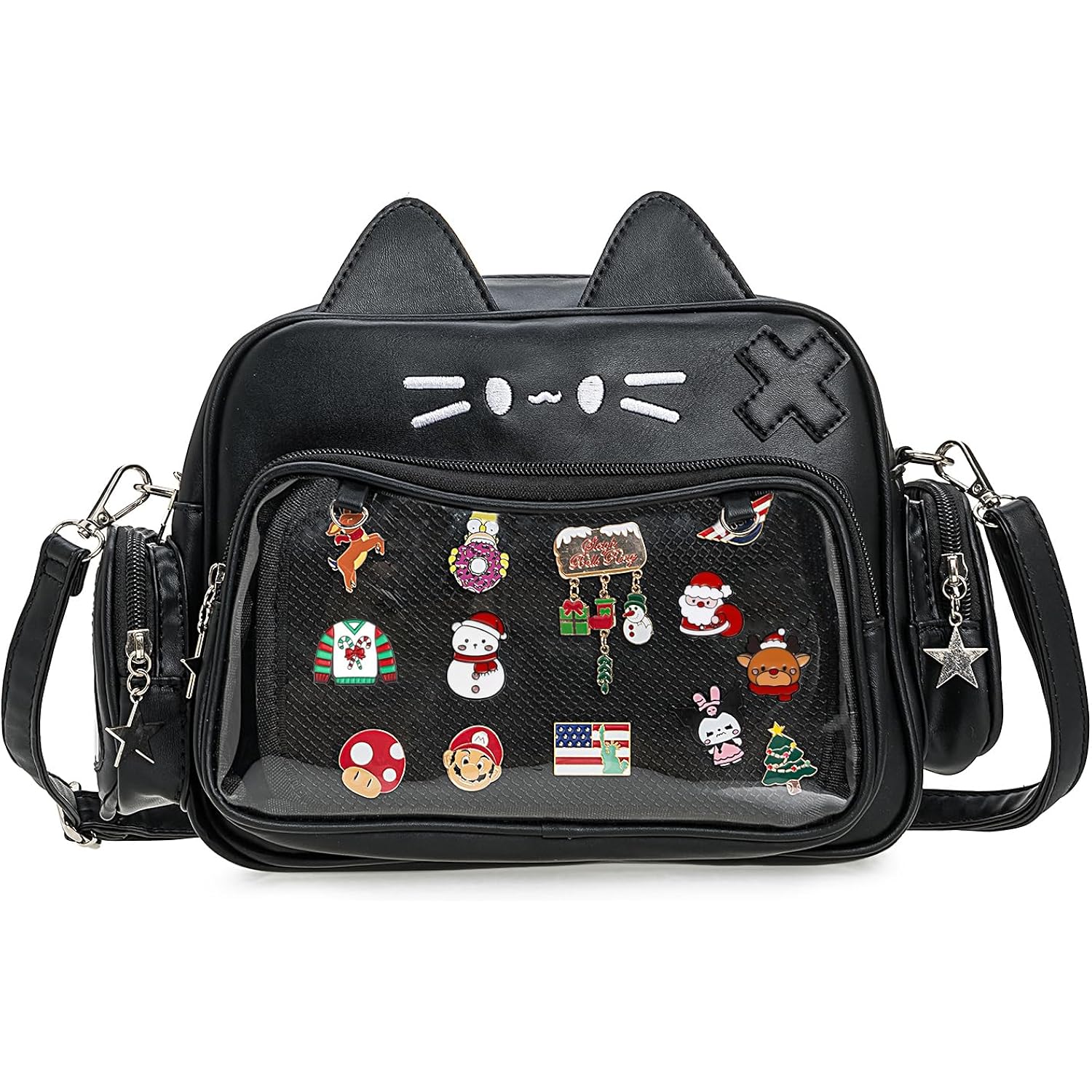 Kawaii Cat Ita Bag Crossbody Shoulder Backpack With Insert Pin Display | Protect Dolls & Enamel Pins, For Daily Trips And Kpop Concert Outings