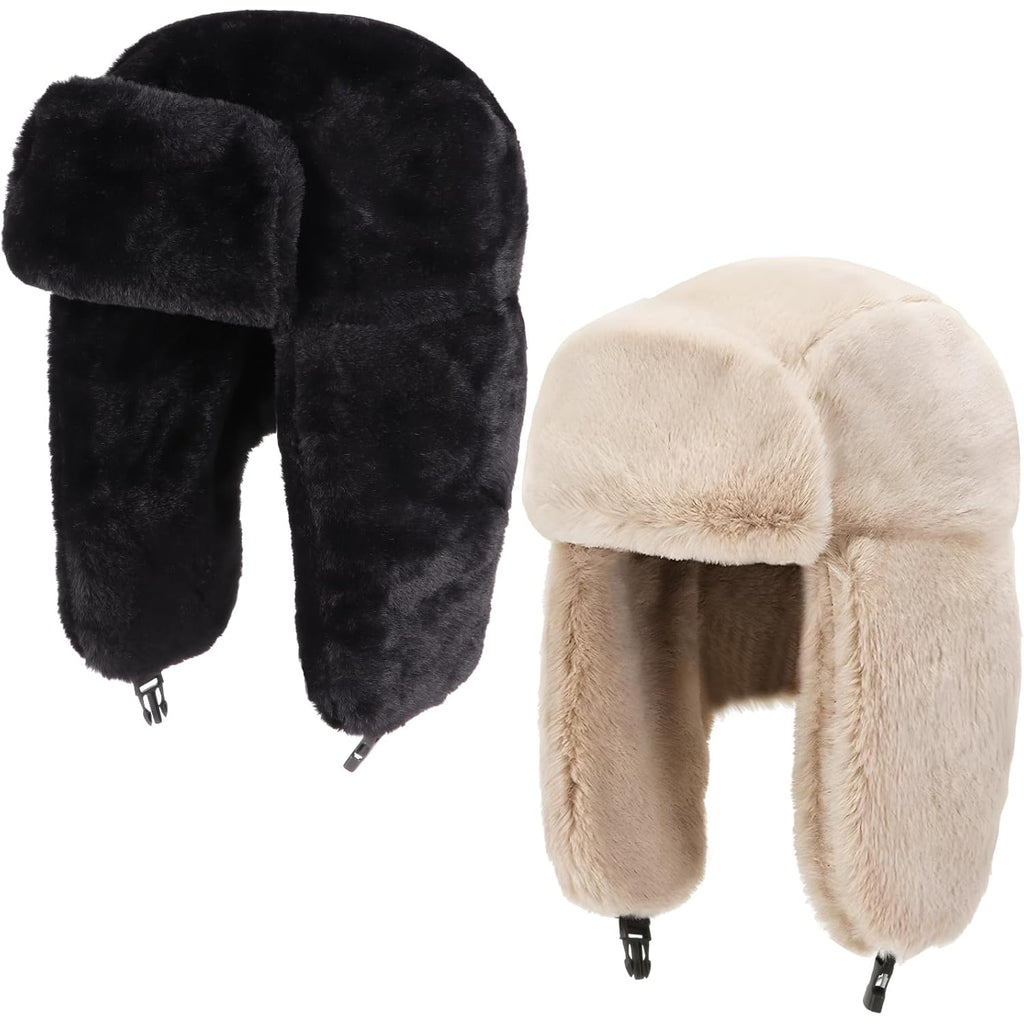 Cozy Plush Winter Hats Men Women Trapper Trooper Hat with Earflaps Windproof Russian Ushanka Hats Outdoor Skiing Cap