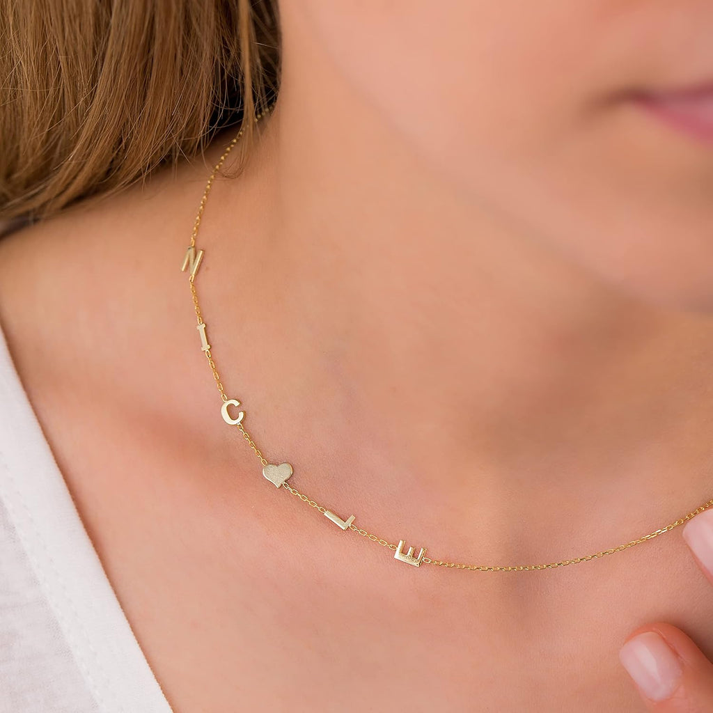 SilveristicJewelry 925 Sterling Silver Sideways Initial Necklace, Custom Letter Name Necklace with Symbol, Personalized Jewelry, Gift for Her, Mother's Day Necklace, Christmas Gift