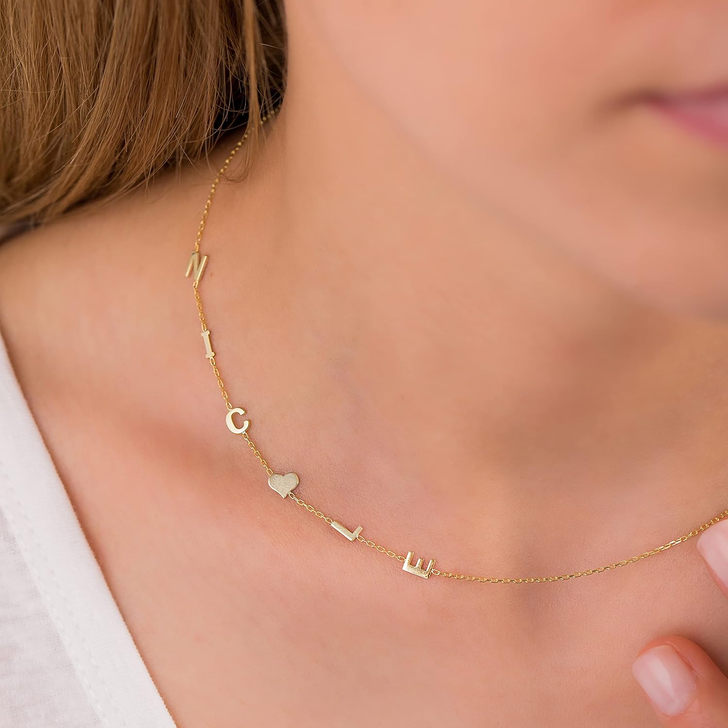 SilveristicJewelry 925 Sterling Silver Sideways Initial Necklace, Custom Letter Name Necklace with Symbol, Personalized Jewelry, Gift for Her, Mother's Day Necklace, Christmas Gift