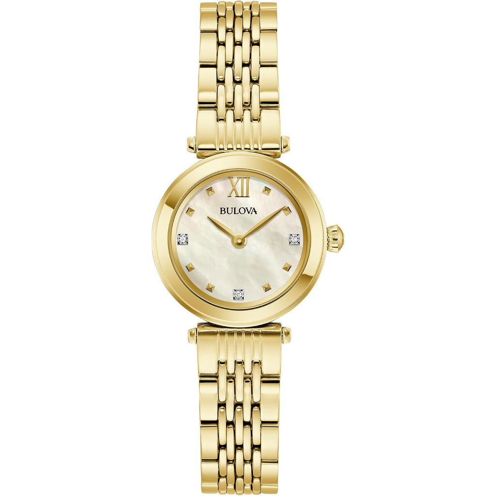 Bulova Ladies Classic Mini 2-Hand Quartz Watch, Diamond, Stainless Steel, Mother-Of-Pearl Dial, 24.5Mm