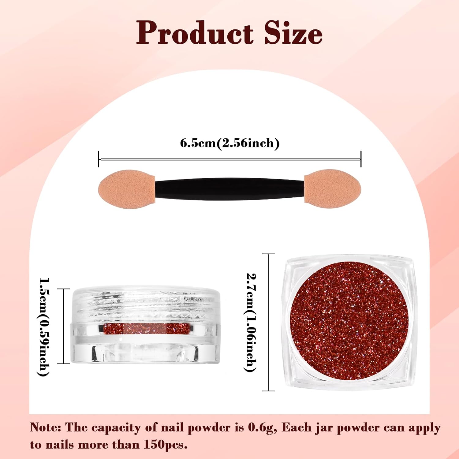 Chrome Nail Powder, Metallic Mirror Effect Chrome Powder Holographic Shimmer Glitter Dust Manicure Decoration Nail Art Pigment for DIY Gel Polish Nail Art, Resin Craft, Salon, Gifts - Red