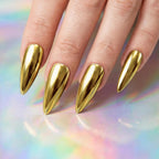 FNNZ Chrome Nail Powder, Champagne Gold Metallic Nail Powder, Pigment Premium Mirror Chrome Nail Powder Mirror Effect Salon Nail Art Glitter Dust for Gel Polish Decoration Home DIY Nail Manicure