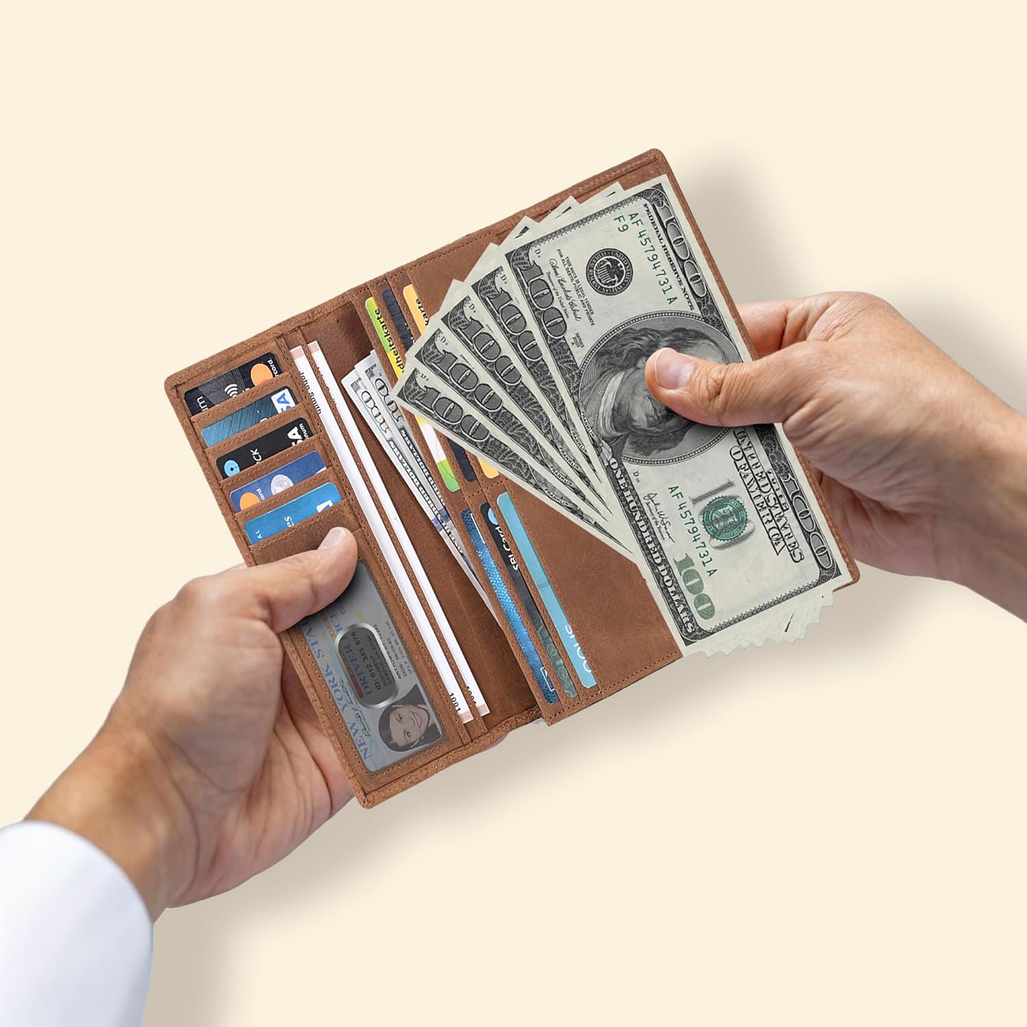Real Leather Women Wallet Leather with RFID Blocking -Trifold Card Holder Designer Ladies Clutch with ID Window Wallets