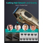 Vgrpro Hair Clippers For Men Professional, Cordless & Corded Barber Clippers For Hair Cutting With Package Case, Electric Grooming Kit For Home & Barber Use, Led Battery Display (Golden)