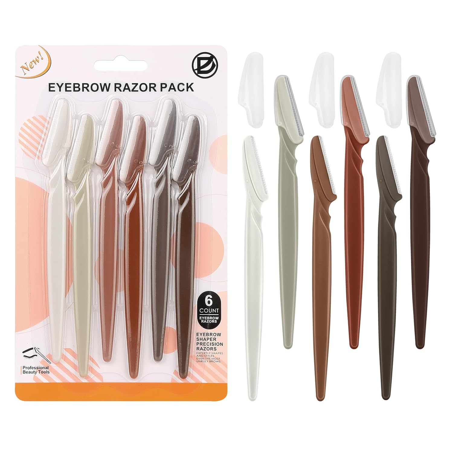D Dermaplane Razor for Women Face - 6PCS Face Razors for Women - Eyebrow Razor with Precision Cover - Face Shaver for Women - Facial Hair Removal for Men - Neutral