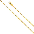 14K Yellow Gold St. Christopher Medal Pendant Necklace Protect Us Charm with 1.9mm Figaro 3+1 Chain