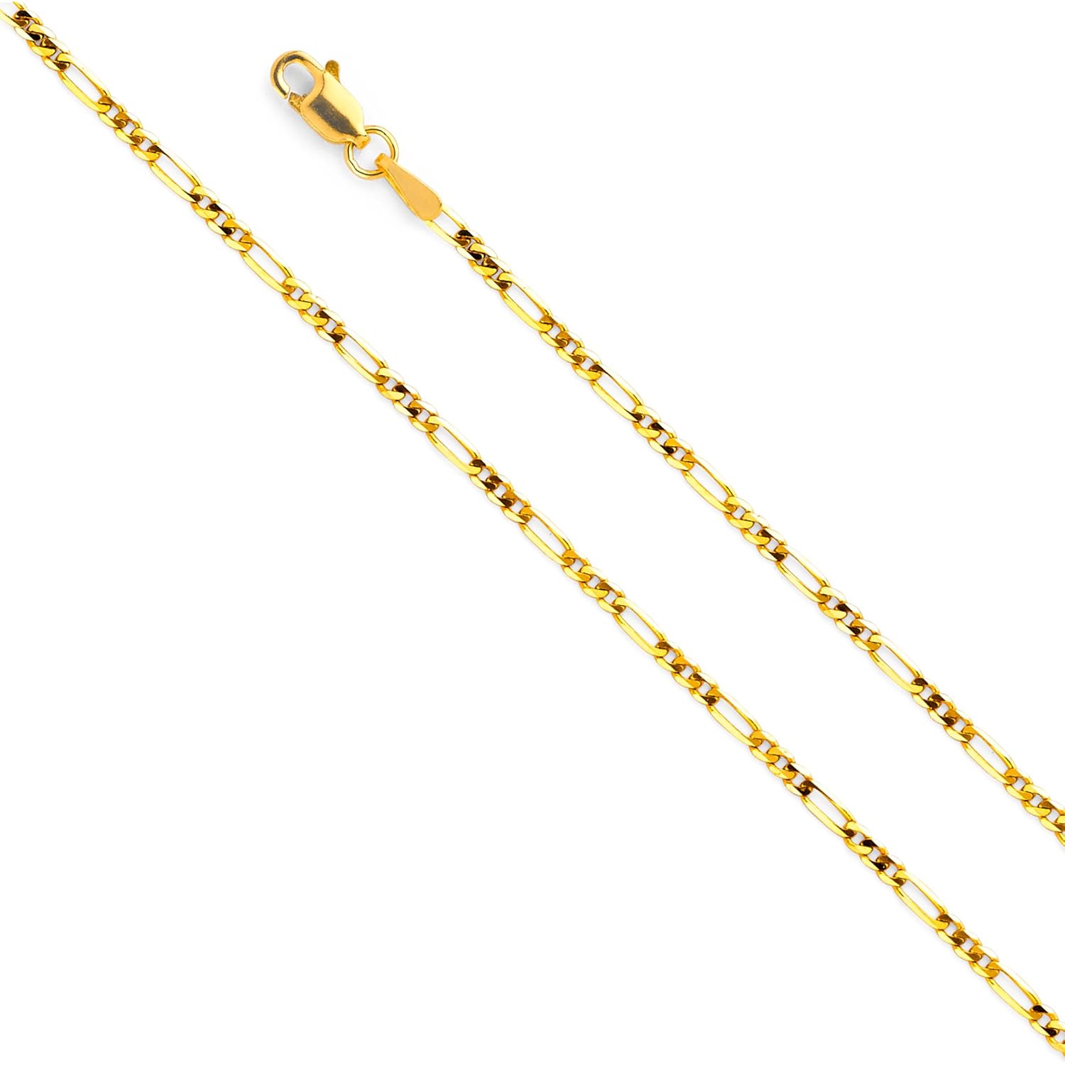 14K Yellow Gold St. Christopher Medal Pendant Necklace Protect Us Charm with 1.9mm Figaro 3+1 Chain