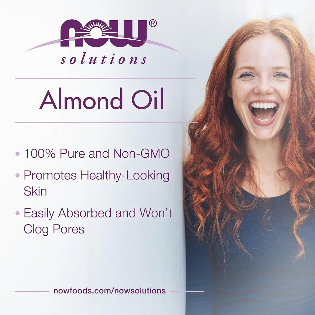 Now Foods Solutions, Sweet Almond Oil, 100% Pure Moisturizing Oil, Promotes Healthy-Looking Skin, Unscented Oil, 16-Ounce,Package May Vary
