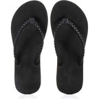 Womens Slim Braided Comfortable Flip Flops Summer Beach Thong Sandals Arch Support Non Slip