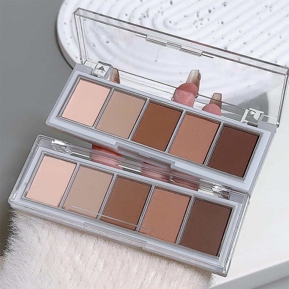 Mivota 5Color Matte Eyeshadow Palette, Neutral Cool-Toned Taupe Eye Shadows, Velvety Long-Lasting Formula For Natural Everyday Makeup, For Brown Eyes Long Lasting Naturing-Looking (#02)