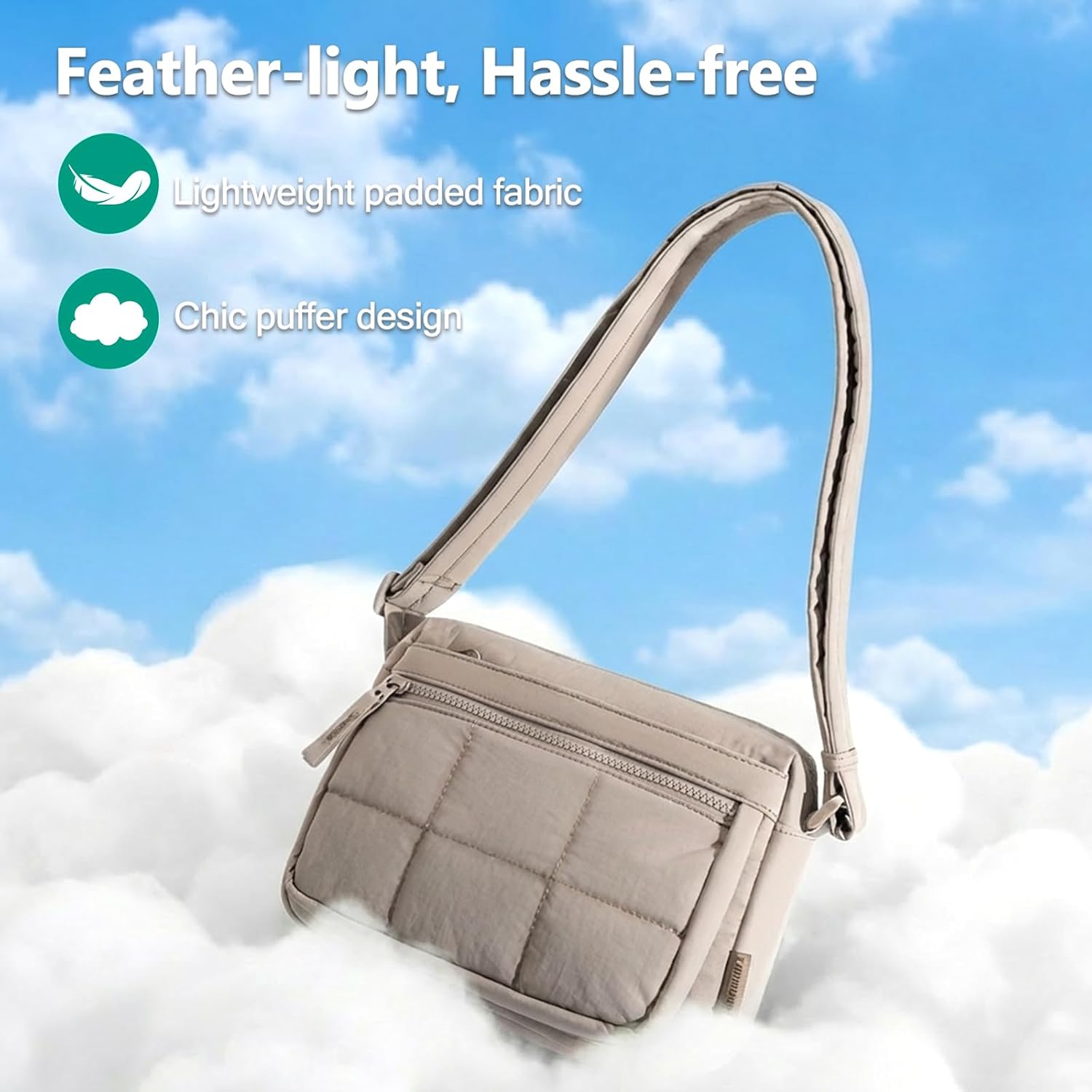 Crossbody Bags For Women,Lightweight Puffy Cross Body Purse With Adjustable Strap Small Travel Shoulder Handbag