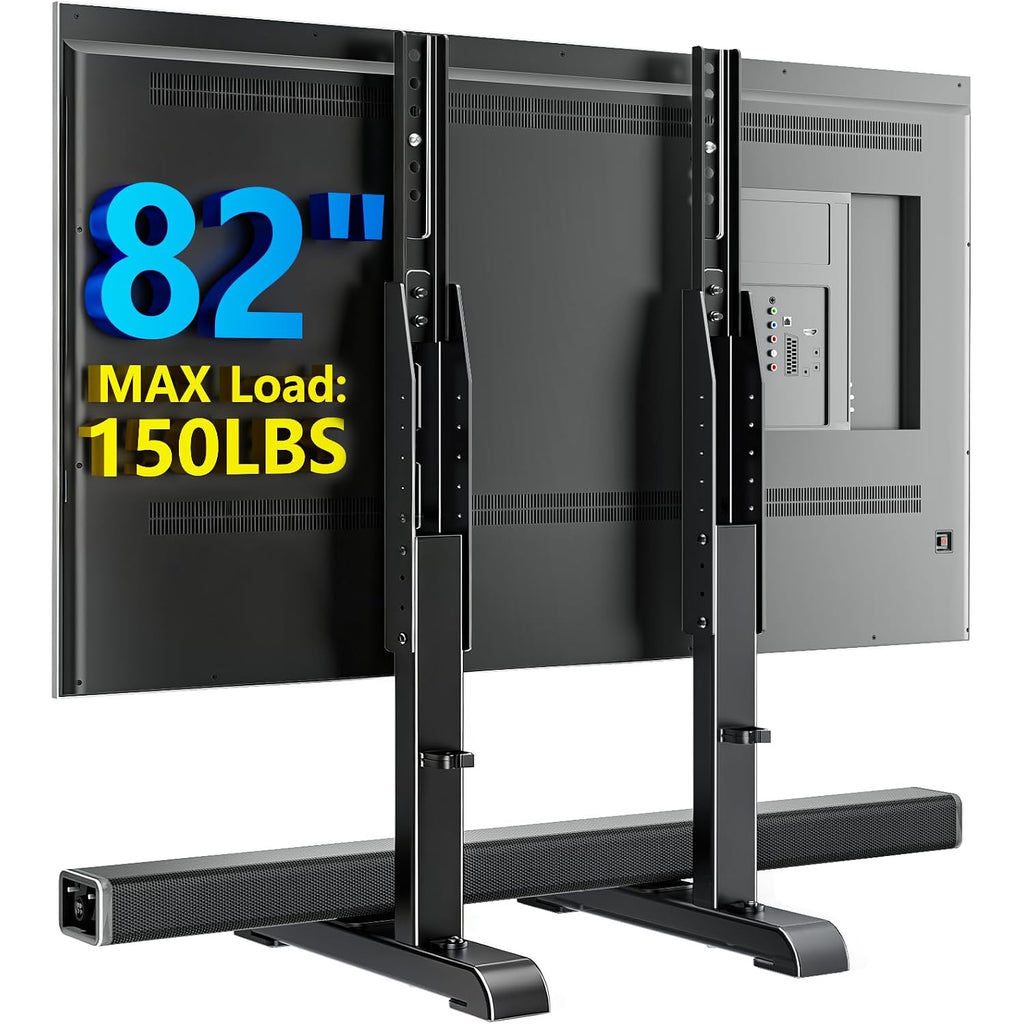 Universal Tv Stand, Table Top Tv Stand Base Wobble Replacement For Most 24 To 80 Inch Lcd Led Tvs, 7 Height Adjustable Tv Legs Hold Up To 150Lbs, Max Vesa 800X500Mm, Black Ax10Tb02