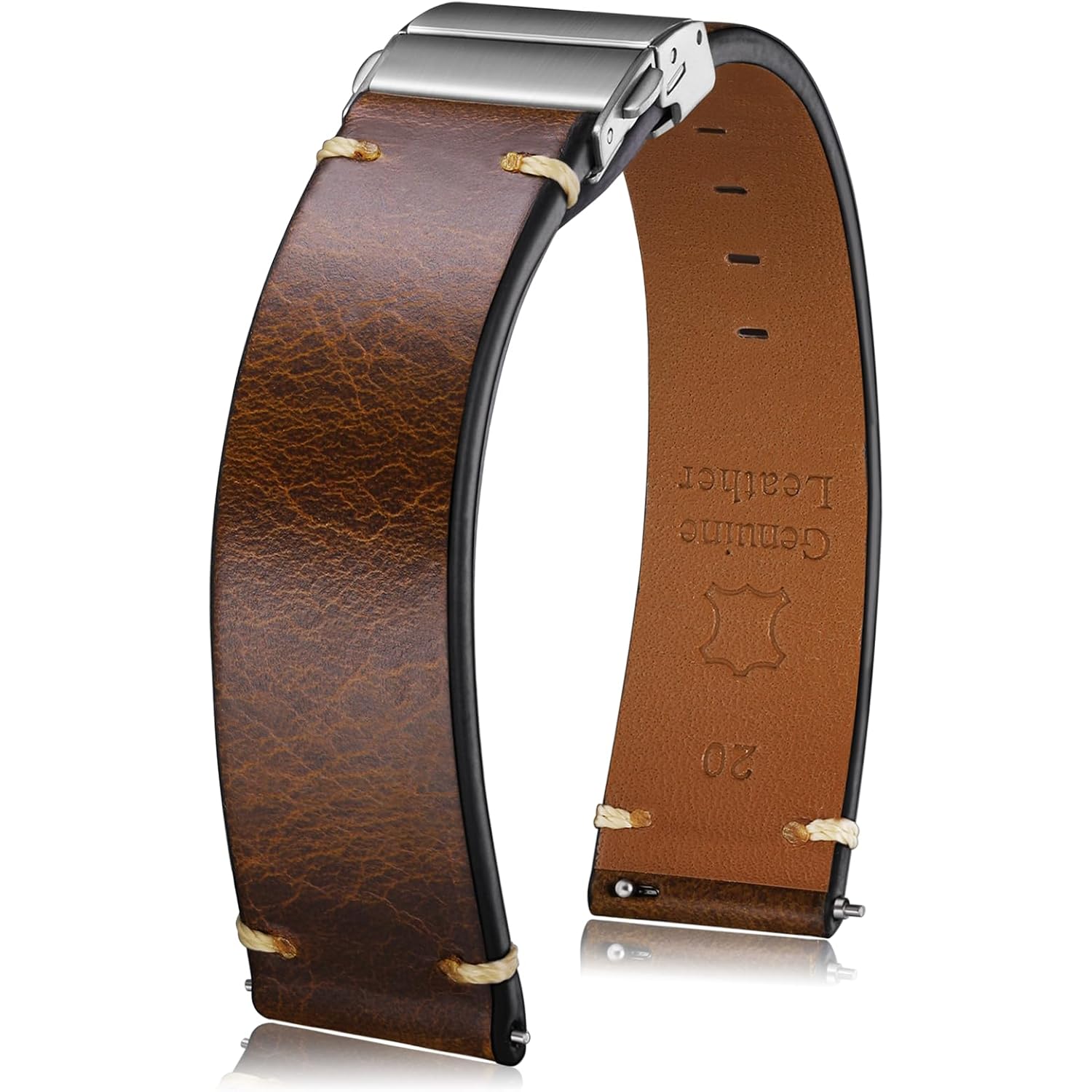 Getalia Leather Watch Band Retro Oil Wax Leather,18Mm 19Mm 20Mm 21Mm 22Mm Quick Release Foldover Clasp Watch Straps For Men And Women